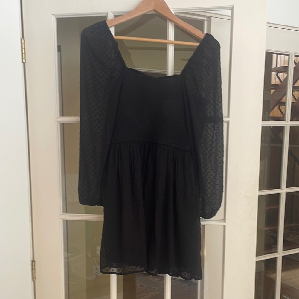 💙 Elegant Black Sheer Mini Dress or tunic with polka dots